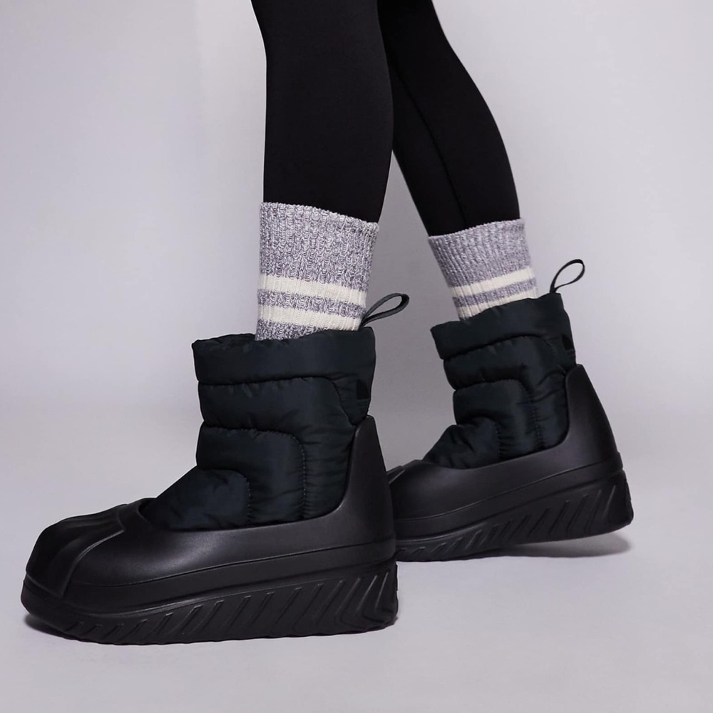 Adidas Originals ADIFOM Superstar Miles Black Quilted Boots Size 5.5 / 34 BNWT